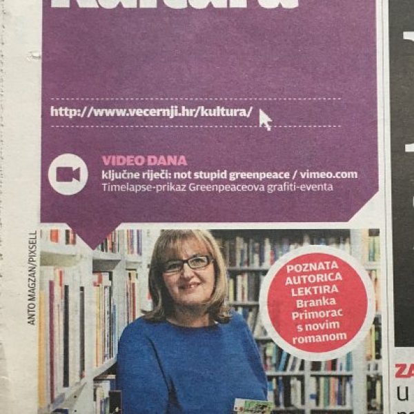 Predstavljanje romana Zvonka Zmaj i Tri kavalira u knjižnici Bogdana Ogrizovića, vijest u Večernjem listu 26 siječnja 2013